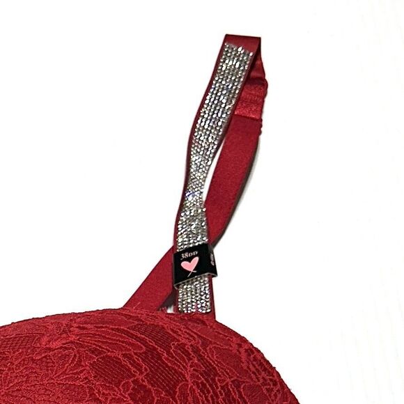 Victoria's Secret 38DD Very Sexy Bling Strap Push Up Bra Corset Bustier Red NWT - Picture 2 of 8